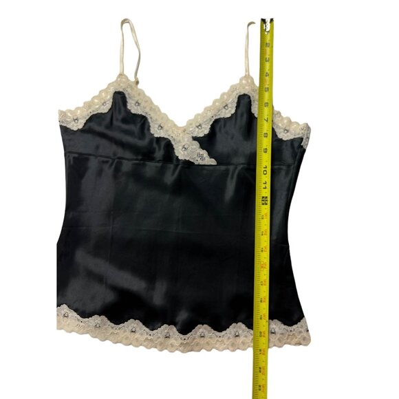 One Step Up Y2K Style Camisole Tank Top Black w/ Lace Trim Size Juniors Medium - Picture 6 of 11